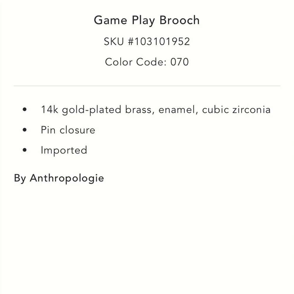 Price Firm - ANTHRO 14K Game Play Brooch Brooch